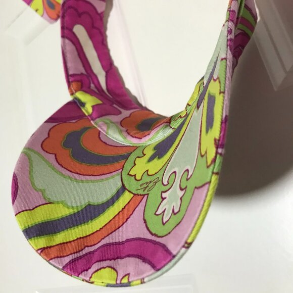 ETRO Milano Women's Visor -Pink Purple Green Orange Print -Tie Detail Sz M NWOT - Picture 11 of 16